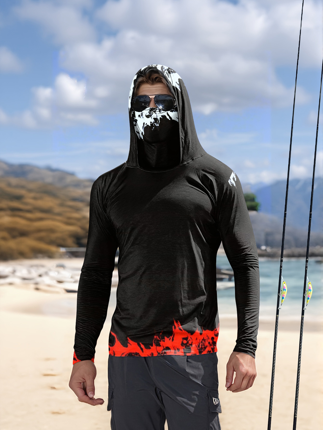 Fishing Shirt Uv Protection - Maglia da pesca con cappuccio per